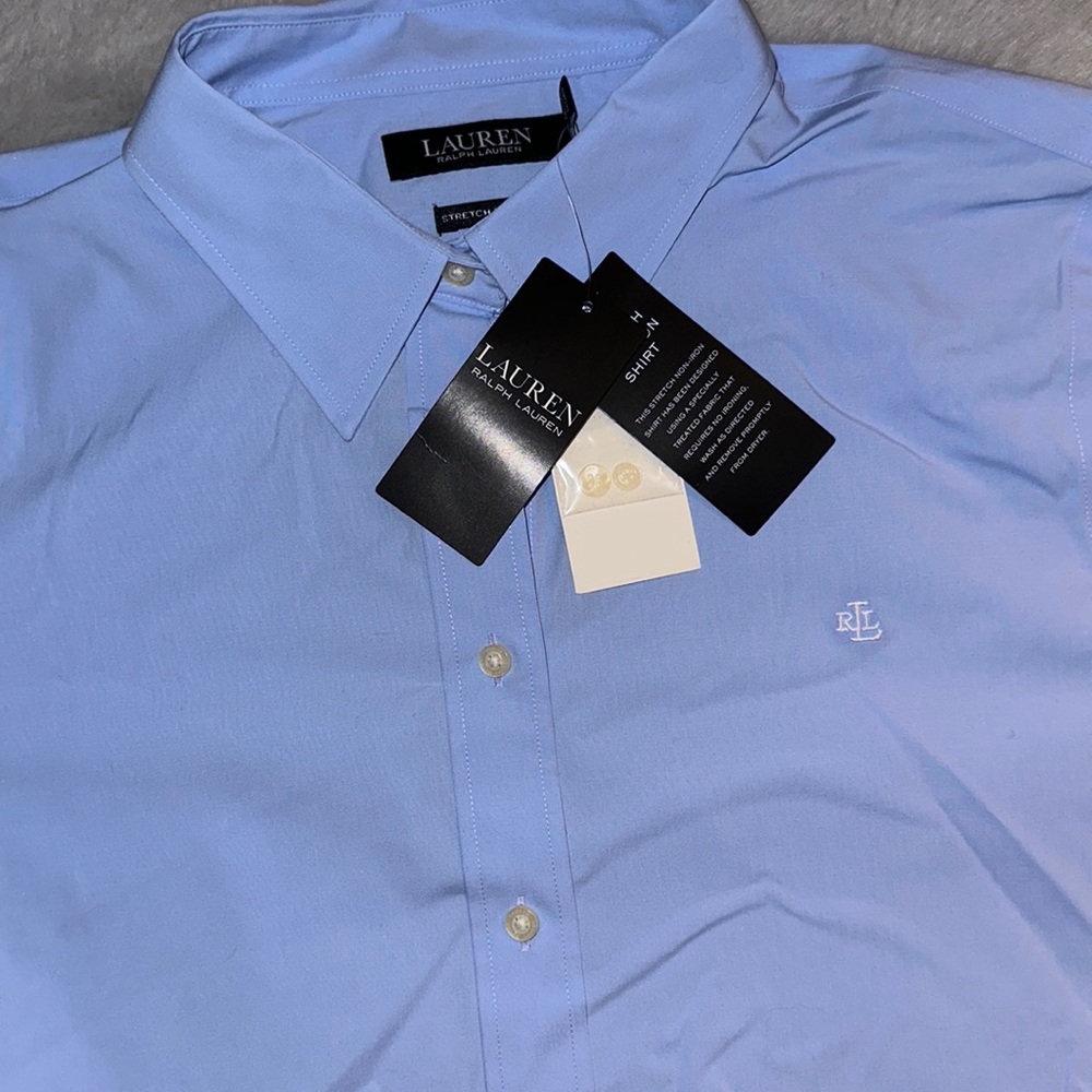 LAUREN RALPH LAUREN women’s blue dress blouse stretch